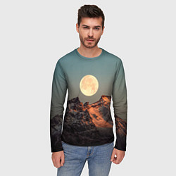 Лонгслив мужской Полная луна и горы, цвет: 3D-принт — фото 2