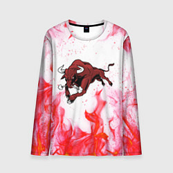 Лонгслив мужской Бык на красном огне, цвет: 3D-принт