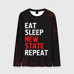 Мужской лонгслив Eat Sleep New State Repeat - Потертости