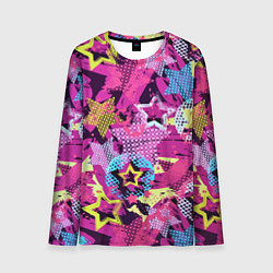 Лонгслив мужской Star Colorful Pattern Fashion Neon, цвет: 3D-принт