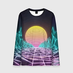 Лонгслив мужской Vaporwave Закат солнца в горах Neon, цвет: 3D-принт