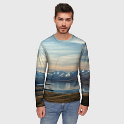 Лонгслив мужской Горы озеро природа, цвет: 3D-принт — фото 2