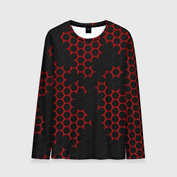 Мужской лонгслив НАНОКОСТЮМ Black and Red Hexagon Гексагоны