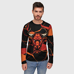 Лонгслив мужской Голова красного быка, цвет: 3D-принт — фото 2