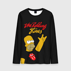 Лонгслив мужской Rolling Stones Гомер Симпсон рокер, цвет: 3D-принт
