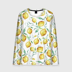 Лонгслив мужской Лимоны Нарисованные Акварелью, цвет: 3D-принт