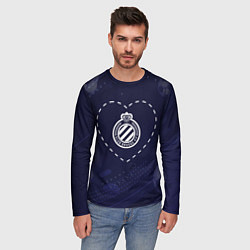 Лонгслив мужской Лого Club Brugge в сердечке на фоне мячей, цвет: 3D-принт — фото 2