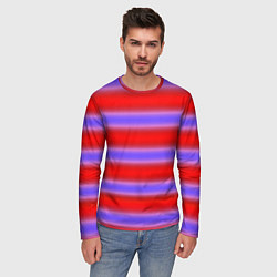 Лонгслив мужской Striped pattern мягкие размытые полосы красные фио, цвет: 3D-принт — фото 2