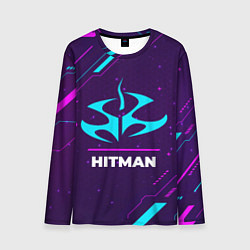 Лонгслив мужской Символ Hitman в неоновых цветах на темном фоне, цвет: 3D-принт