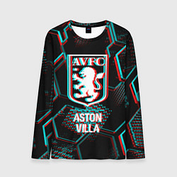 Лонгслив мужской Aston Villa FC в стиле Glitch на темном фоне, цвет: 3D-принт