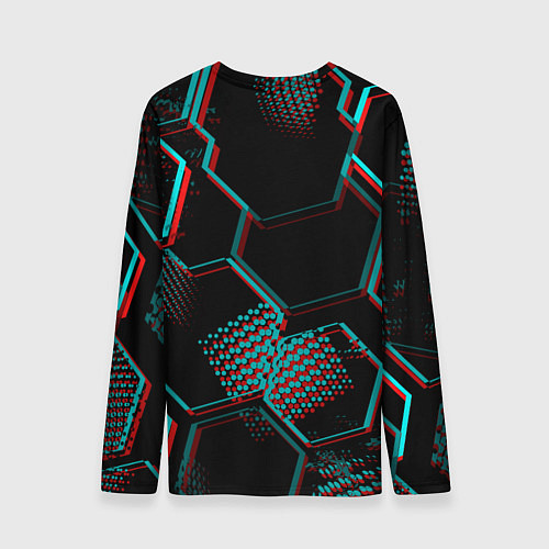 Мужской лонгслив Aston Villa FC в стиле Glitch на темном фоне / 3D-принт – фото 2