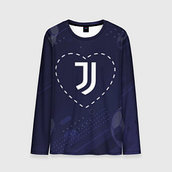Мужской лонгслив Лого Juventus в сердечке на фоне мячей