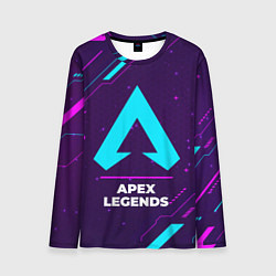 Лонгслив мужской Символ Apex Legends в неоновых цветах на темном фо, цвет: 3D-принт