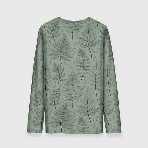 Мужской лонгслив Листья папоротника на зеленом фоне Минимализм / 3D-принт – фото 2