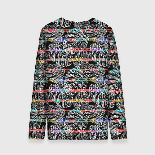 Мужской лонгслив Листья монстеры на черном в полоску / 3D-принт – фото 2