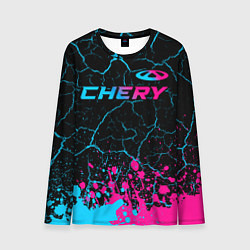 Лонгслив мужской Chery - neon gradient: символ сверху, цвет: 3D-принт