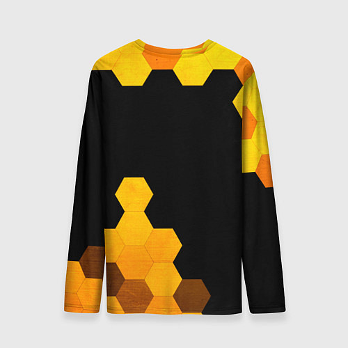 Мужской лонгслив Volkswagen - gold gradient: символ и надпись верти / 3D-принт – фото 2