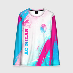 Лонгслив мужской AC Milan neon gradient style: символ и надпись вер, цвет: 3D-принт