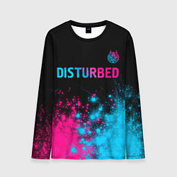 Мужской лонгслив Disturbed - neon gradient: символ сверху