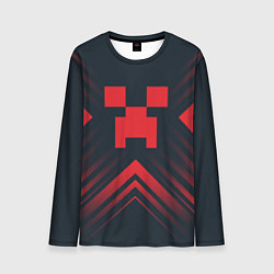 Мужской лонгслив Красный символ Minecraft на темном фоне со стрелка