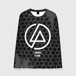 Лонгслив мужской Linkin Park glitch на темном фоне, цвет: 3D-принт