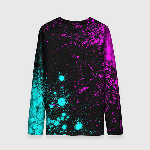 Мужской лонгслив Александр и неоновый герб России: символ и надпись / 3D-принт – фото 2