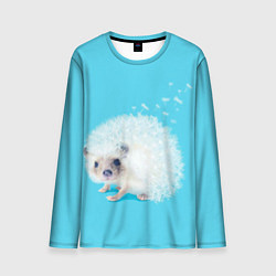 Мужской лонгслив Белый ежик одуванчик