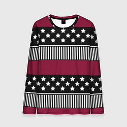 Лонгслив мужской Burgundy black striped pattern, цвет: 3D-принт