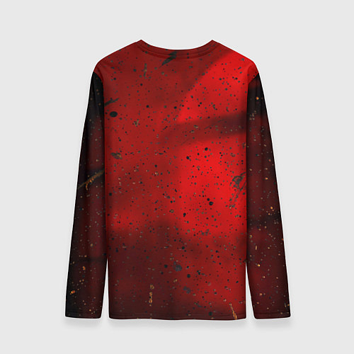 Мужской лонгслив Абстрактный красный дым и брызги тёмной краски / 3D-принт – фото 2