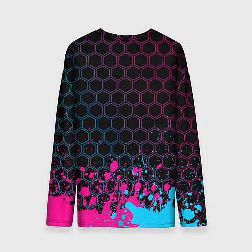 Мужской лонгслив Final Fantasy - neon gradient: символ сверху / 3D-принт – фото 2