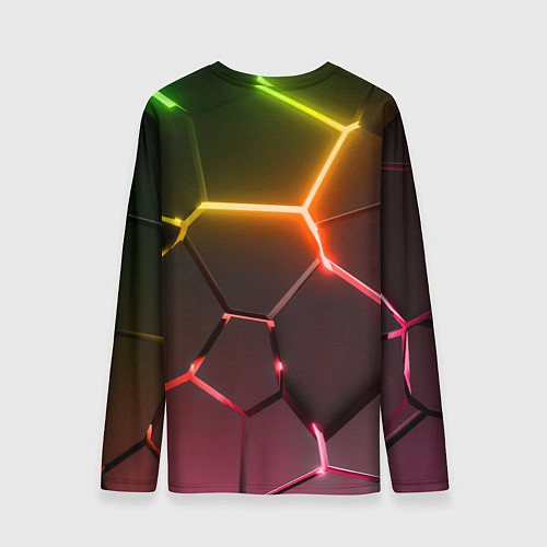 Мужской лонгслив Неоновые радужные плиты / 3D-принт – фото 2