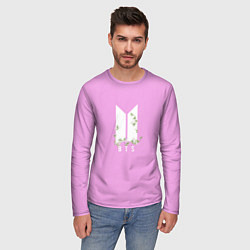 Лонгслив мужской BTS White Flowers, цвет: 3D-принт — фото 2