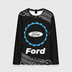 Мужской лонгслив Ford в стиле Top Gear со следами шин на фоне