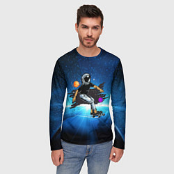 Лонгслив мужской Космонавт на скейте в космосе, цвет: 3D-принт — фото 2