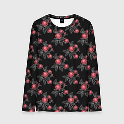 Лонгслив мужской Акварельные розы на черном, цвет: 3D-принт