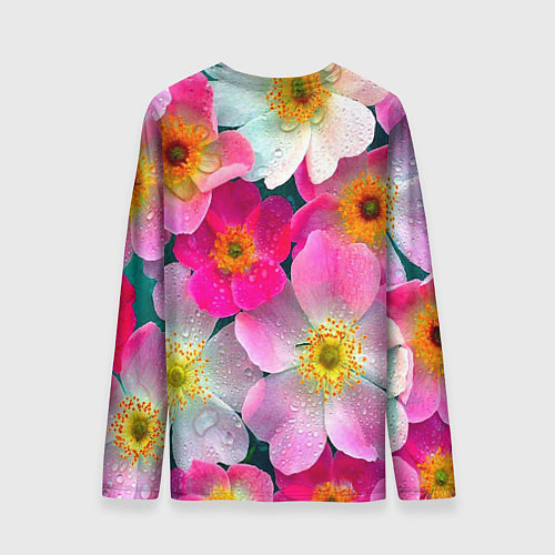 Мужской лонгслив Сказочные разноцветные цветы / 3D-принт – фото 2