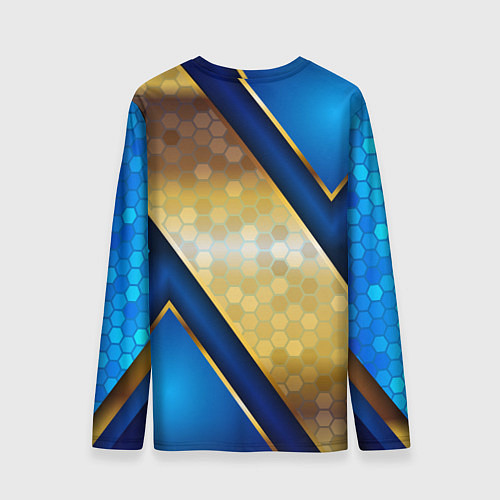 Мужской лонгслив Золотой герб России на синем объемном фоне / 3D-принт – фото 2