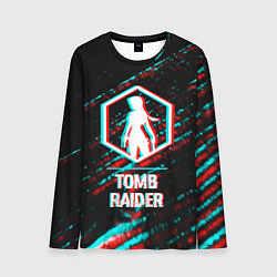 Лонгслив мужской Tomb Raider в стиле glitch и баги графики на темно, цвет: 3D-принт