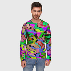 Лонгслив мужской Разноцветный клетчатый камуфляж, цвет: 3D-принт — фото 2
