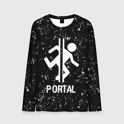 Мужской лонгслив Portal glitch на темном фоне