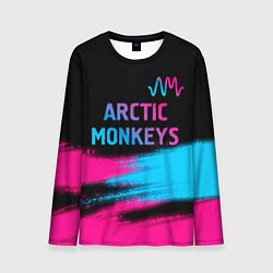 Мужской лонгслив Arctic Monkeys - neon gradient: символ сверху