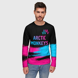 Лонгслив мужской Arctic Monkeys - neon gradient: символ сверху, цвет: 3D-принт — фото 2