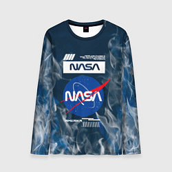 Лонгслив мужской Nasa - лого - пламя, цвет: 3D-принт