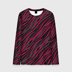 Лонгслив мужской Модный полосатый красно- черный узор Зебра, цвет: 3D-принт