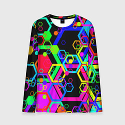 Лонгслив мужской Разноцветная геометрическая текстура, цвет: 3D-принт