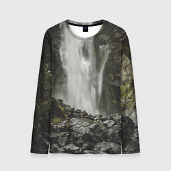 Лонгслив мужской Водопад между скал, цвет: 3D-принт