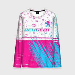 Лонгслив мужской Peugeot neon gradient style: символ сверху, цвет: 3D-принт