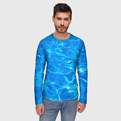 Лонгслив мужской Абстрактные волны бассейна - текстура, цвет: 3D-принт — фото 2