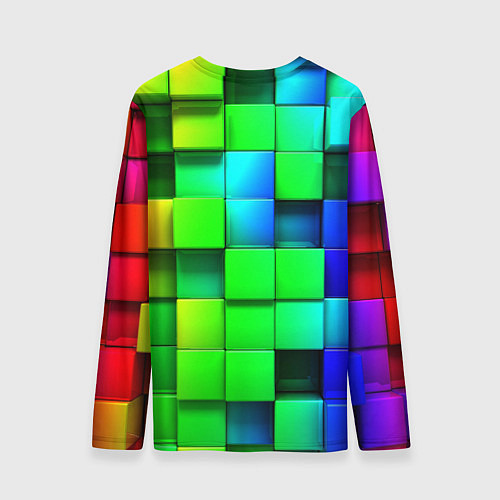 Мужской лонгслив Цветные неоновые кубы / 3D-принт – фото 2