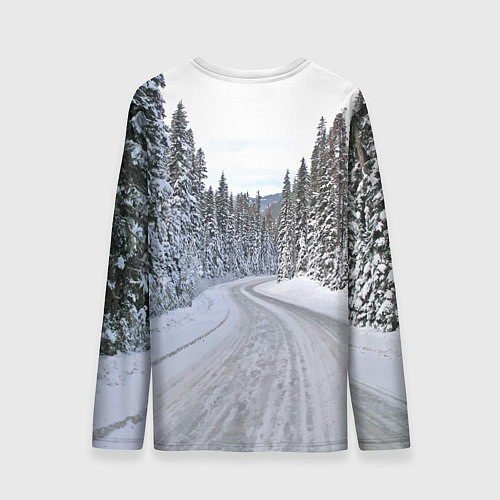 Мужской лонгслив BMW - зимняя дорога через лес / 3D-принт – фото 2